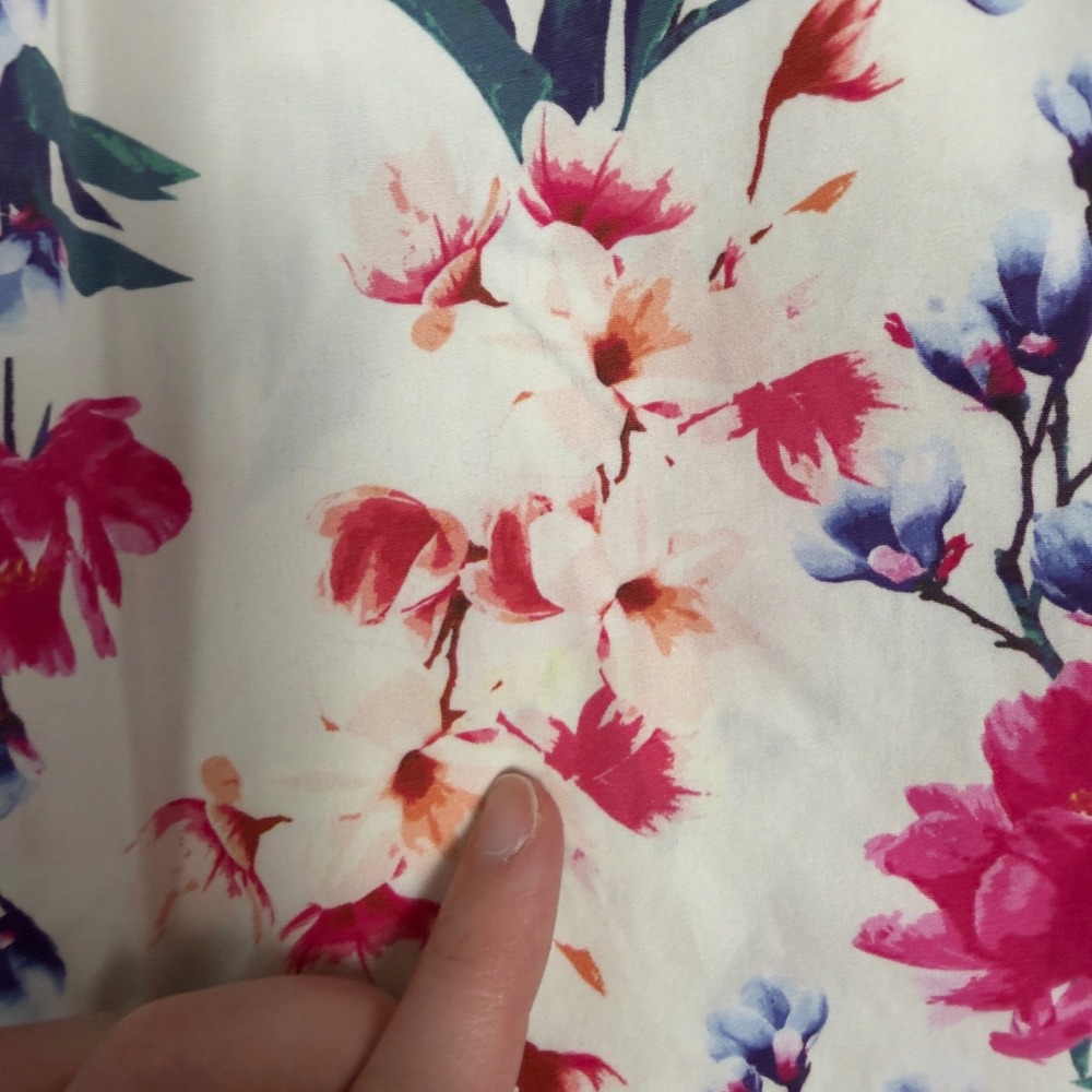 Lands End Women's 8 Floral Print Supima Cotton Button Down Shirt Long Sleeve - Picture 9 of 10